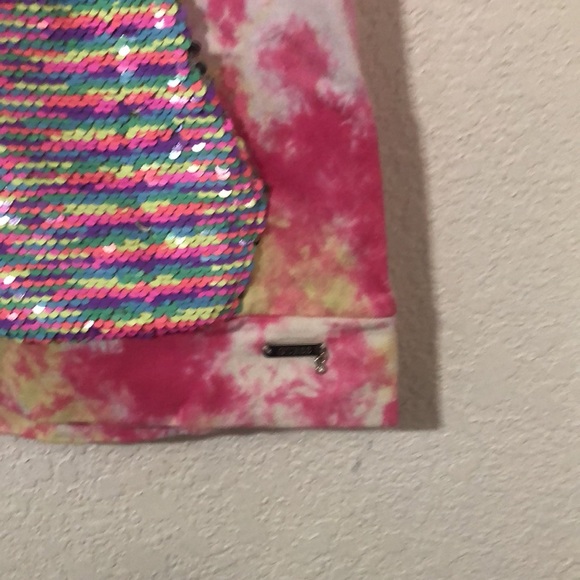 Guess Big Girls Cotton Sequin -Pockets Tie-Dyed Hoodie Sweater - Picture 6 of 8